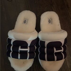UGG Black and White Quilted Slippers
